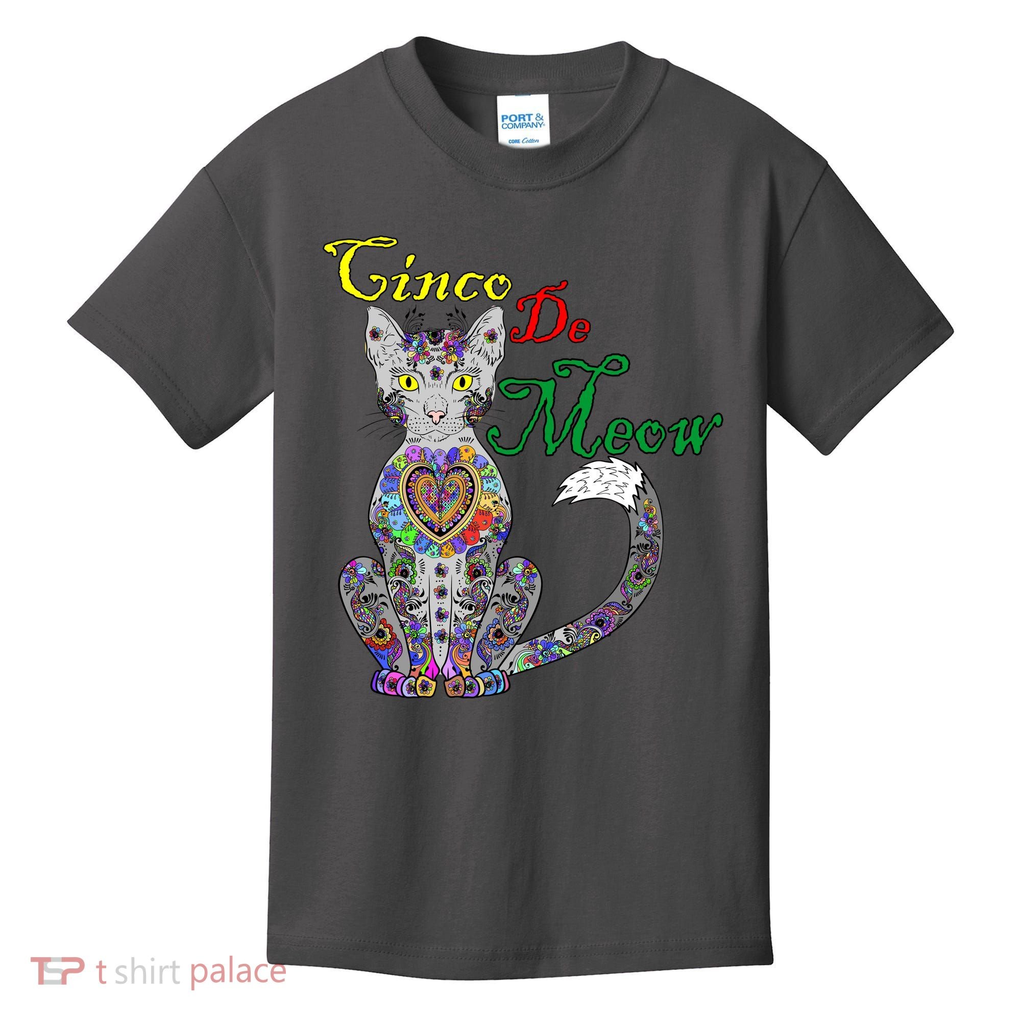 Cinco De Meow Funny Mexican Cat Kids T-Shirt