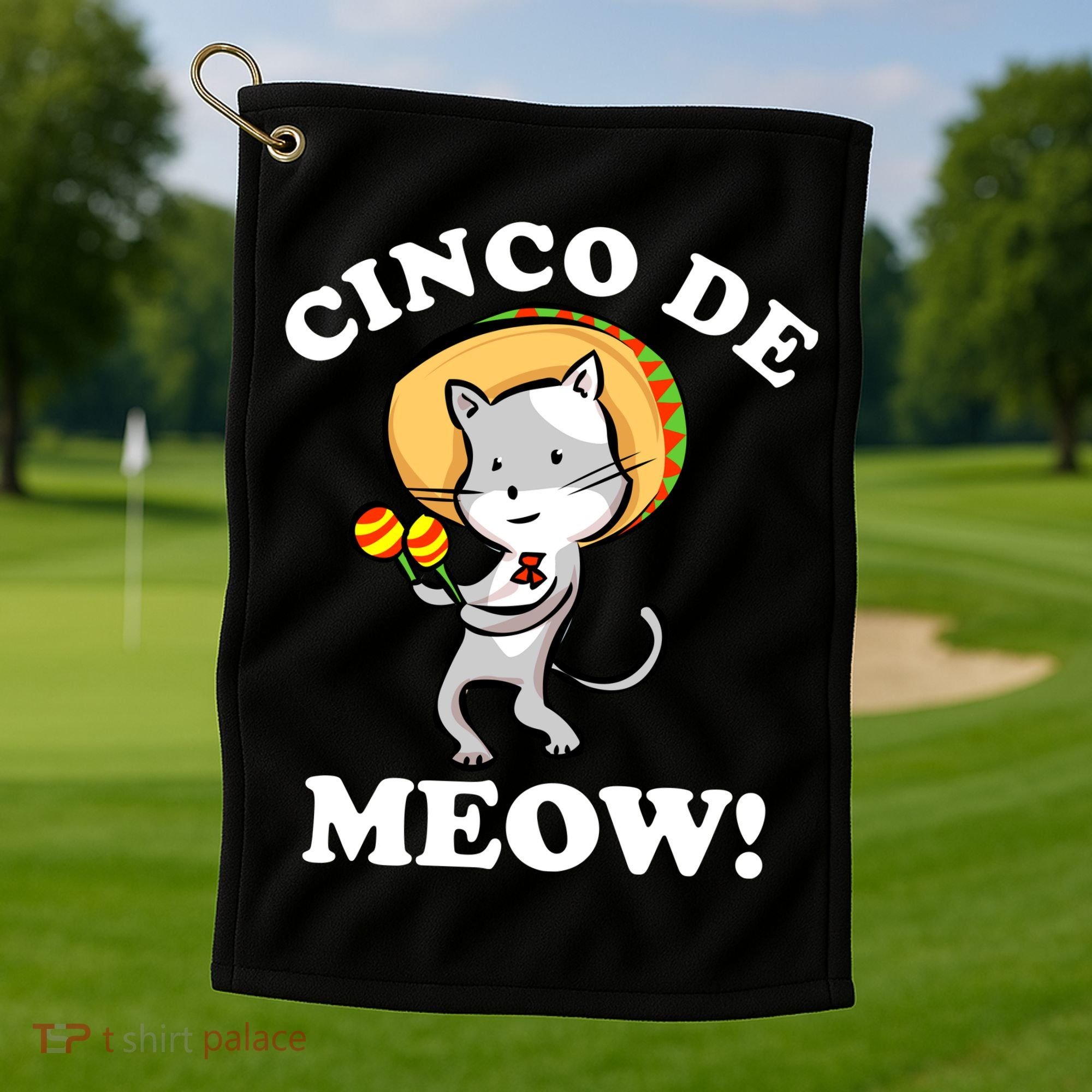 Cinco De Meow! Mayo Funny Mexican Cat Golf Towel