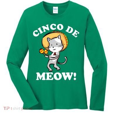 Cinco De Meow! Mayo Funny Mexican Cat Women's Long Sleeve Shirt