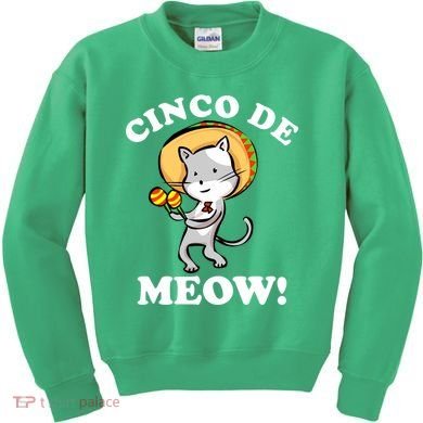 Cinco De Meow! Mayo Funny Mexican Cat Kids Sweatshirt