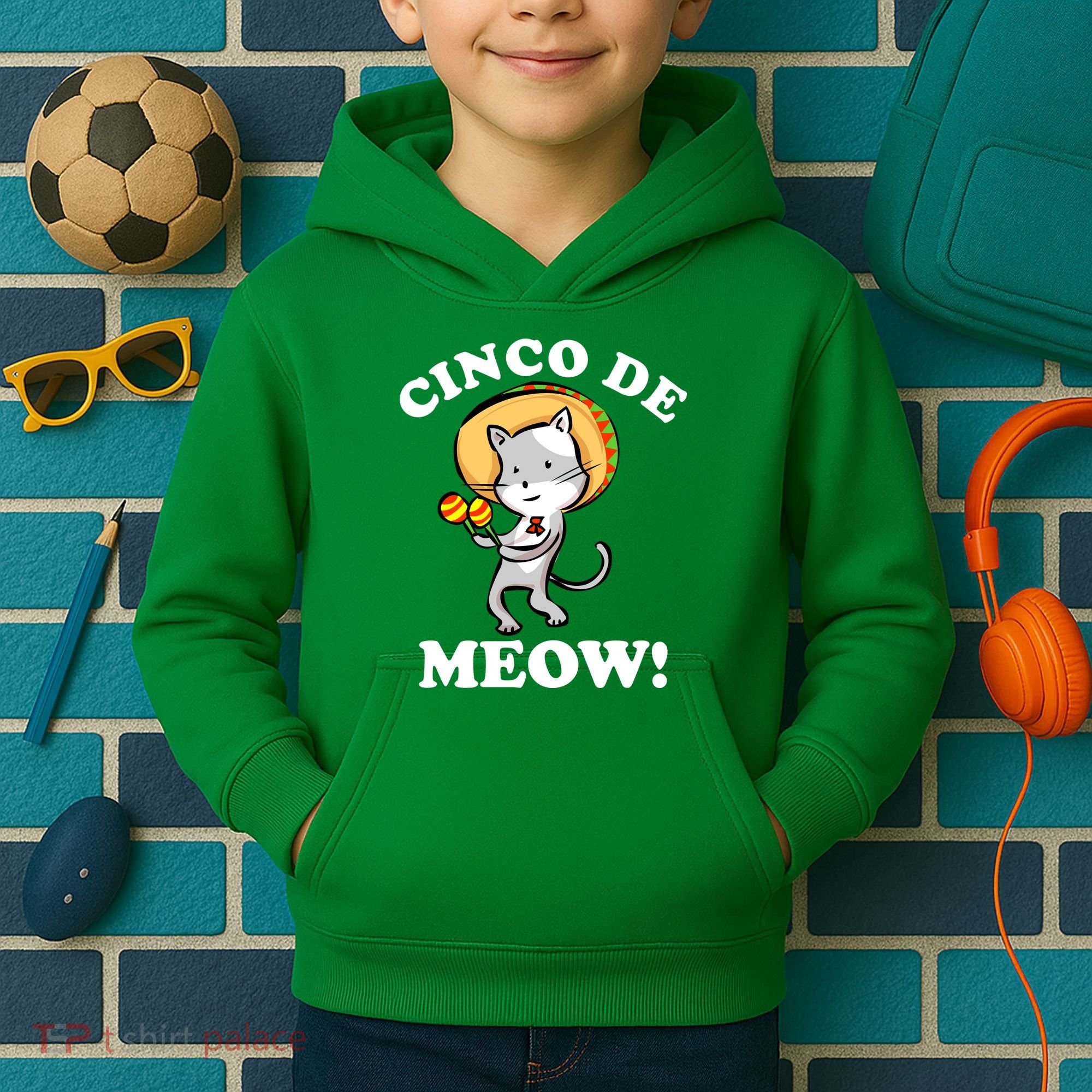 Cinco De Meow! Mayo Funny Mexican Cat Kids Hoodie