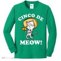 Cinco De Meow! Mayo Funny Mexican Cat Kids Long Sleeve Shirt thumb 0