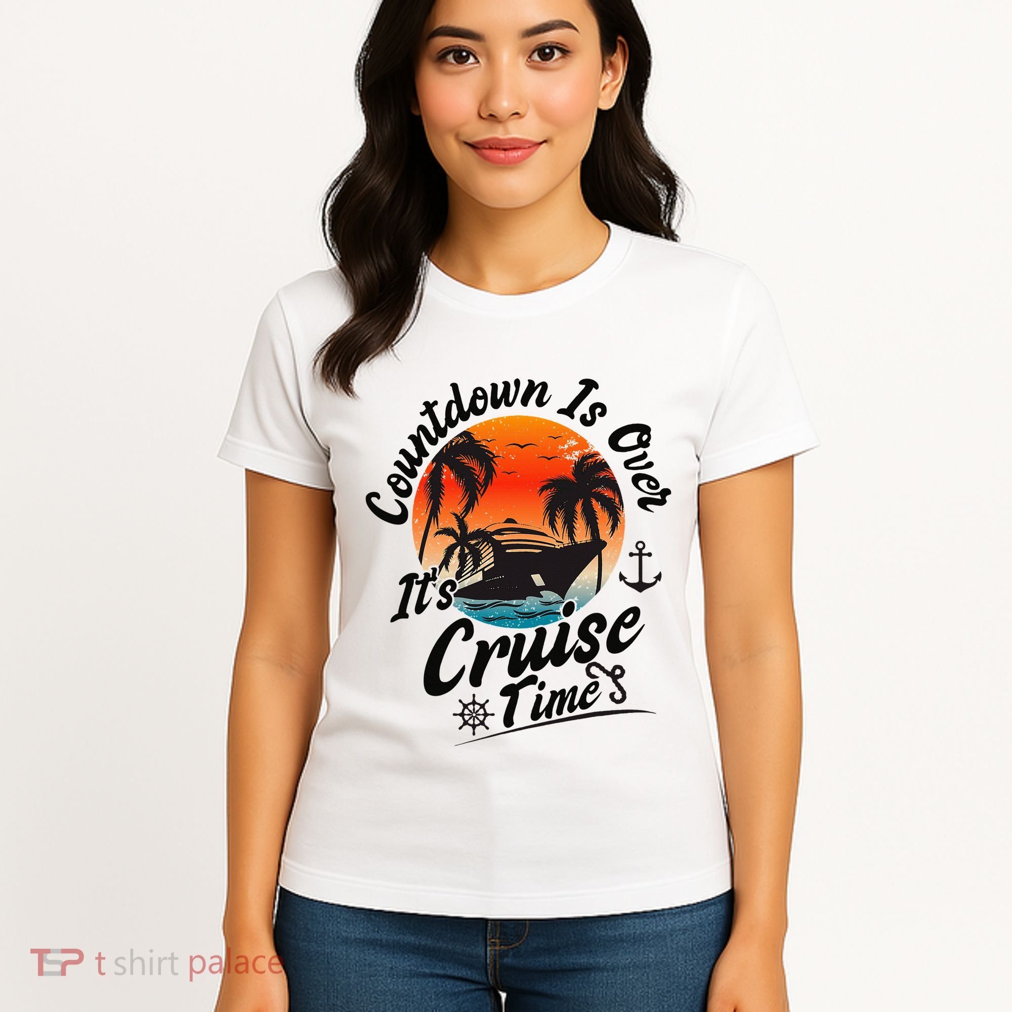 Countdown Is Over ItS Cruise Time Family Cruising Couples Women's T-Shirt
