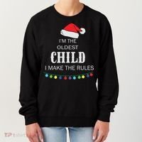 Christmas I'm Oldest Child I Make The Rules Christmas Lights Xmas Women's Sweatshirt thumb 0