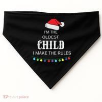 Christmas I'm Oldest Child I Make The Rules Christmas Lights Xmas USA-Made Doggie Bandana thumb 0