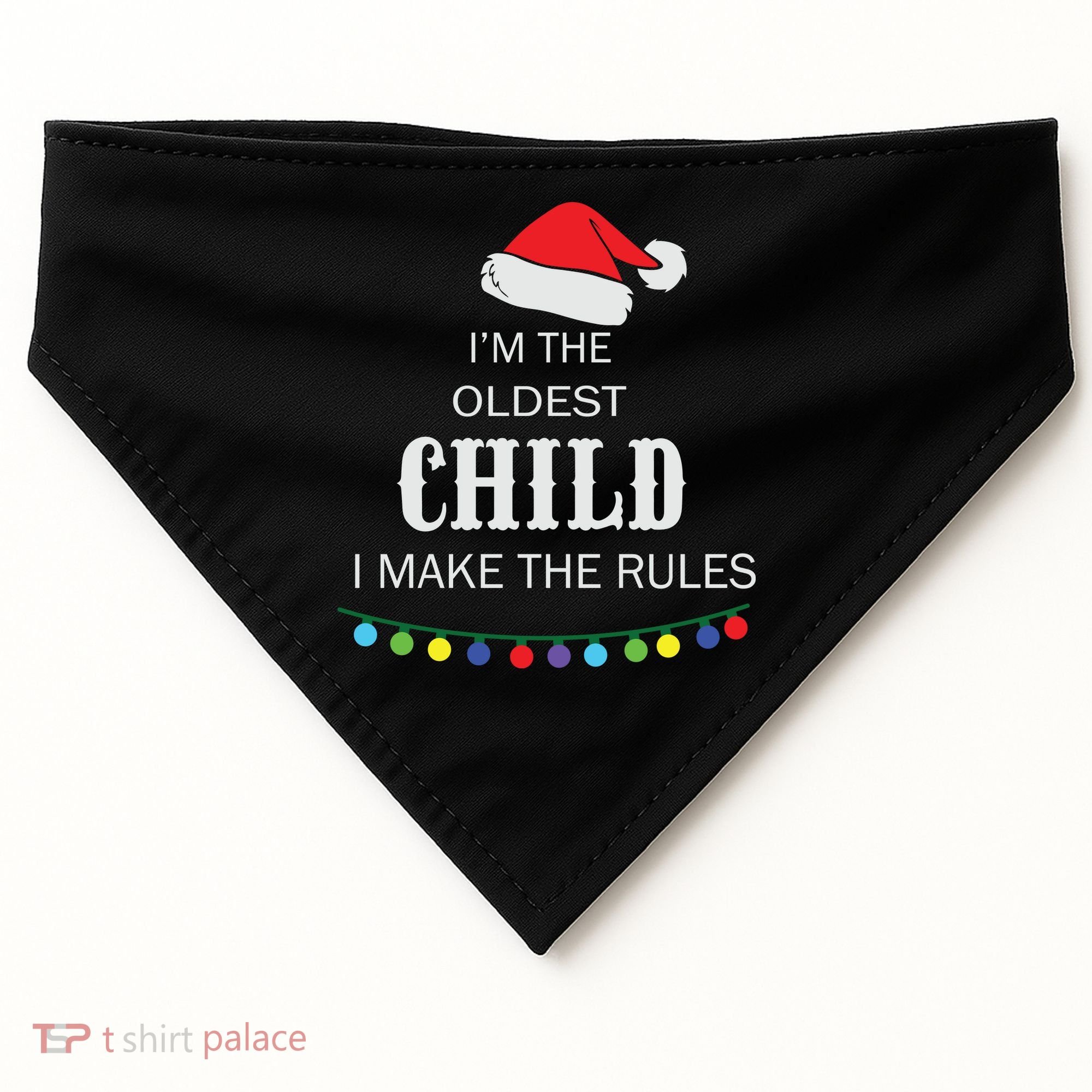 Christmas I'm Oldest Child I Make The Rules Christmas Lights Xmas USA-Made Doggie Bandana