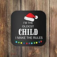 Christmas I'm Oldest Child I Make The Rules Christmas Lights Xmas Coaster thumb 0