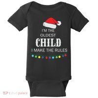 Christmas I'm Oldest Child I Make The Rules Christmas Lights Xmas Baby Bodysuit thumb 0