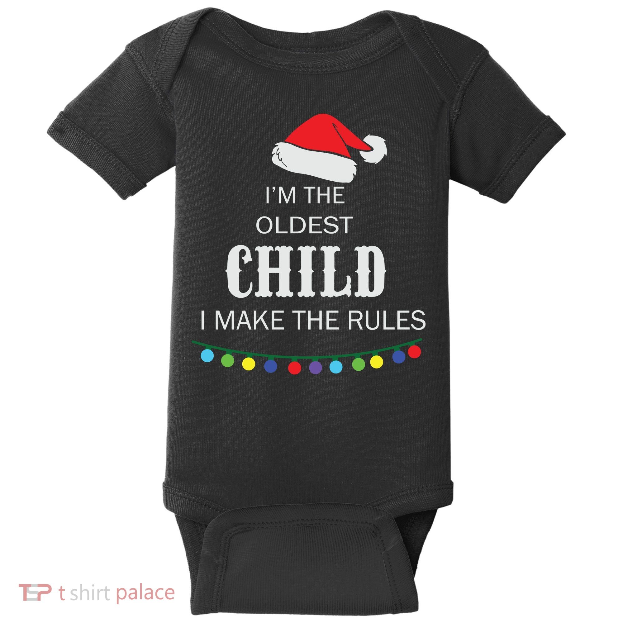 Christmas I'm Oldest Child I Make The Rules Christmas Lights Xmas Baby Bodysuit