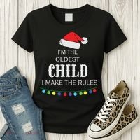 Christmas I'm Oldest Child I Make The Rules Christmas Lights Xmas Women's T-Shirt thumb 3