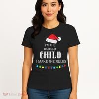 Christmas I'm Oldest Child I Make The Rules Christmas Lights Xmas Women's T-Shirt thumb 4