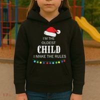 Christmas I'm Oldest Child I Make The Rules Christmas Lights Xmas Kids Hoodie thumb 3
