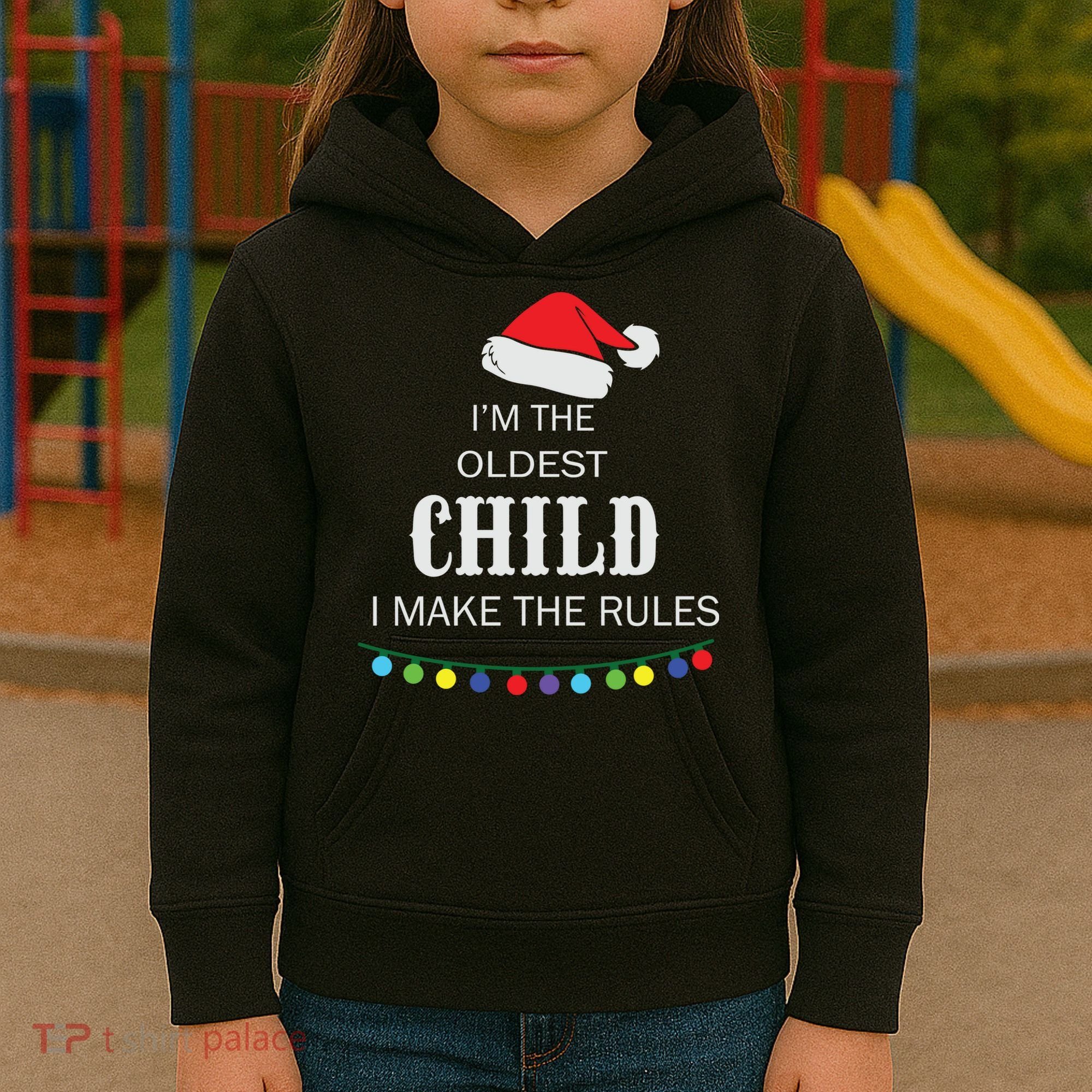 Christmas I'm Oldest Child I Make The Rules Christmas Lights Xmas Kids Hoodie