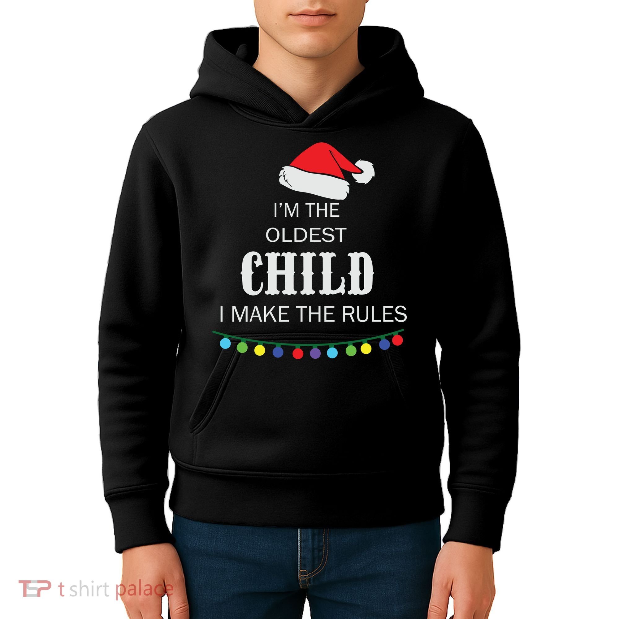 Christmas I'm Oldest Child I Make The Rules Christmas Lights Xmas Kids Hoodie