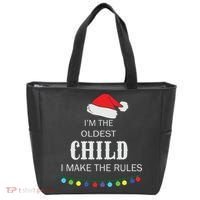 Christmas I'm Oldest Child I Make The Rules Christmas Lights Xmas Tote Bag thumb 0