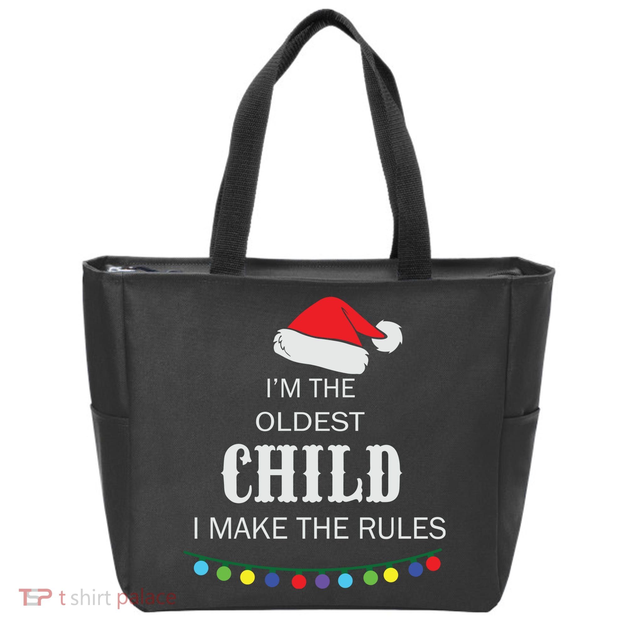 Christmas I'm Oldest Child I Make The Rules Christmas Lights Xmas Tote Bag