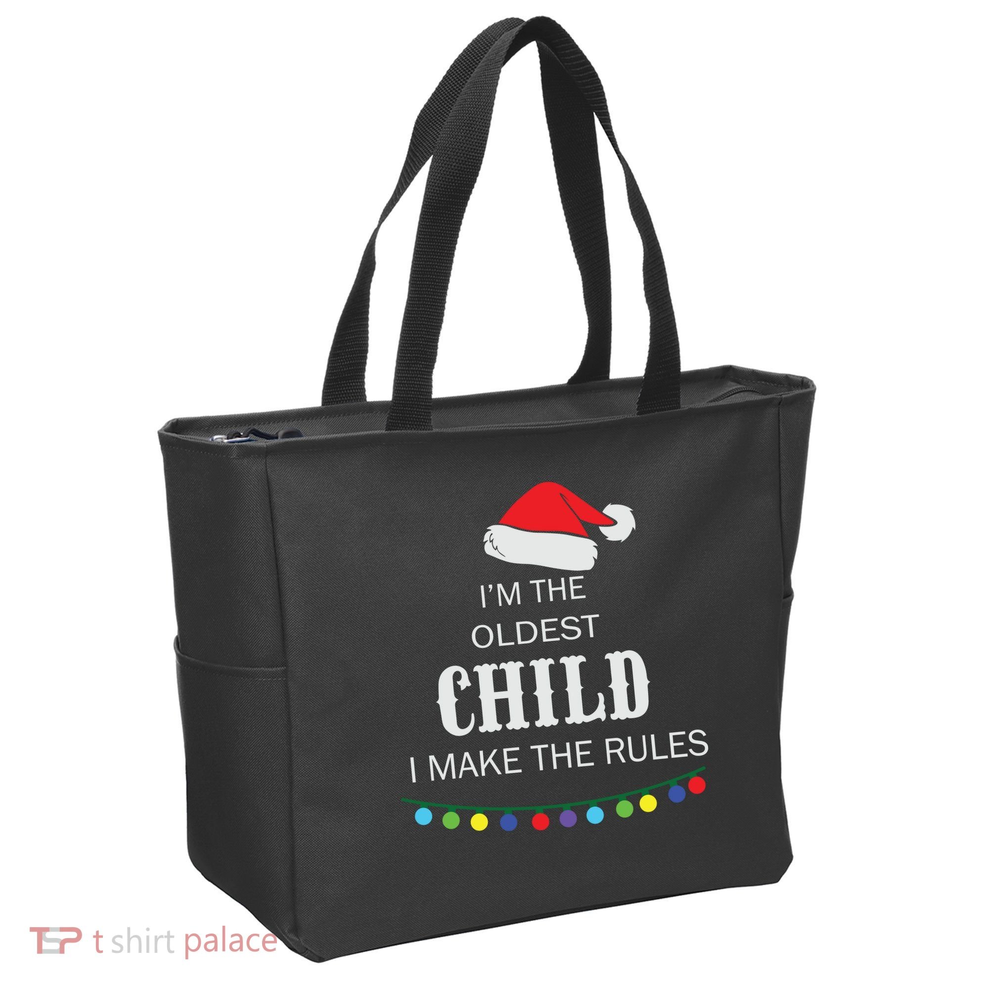 Christmas I'm Oldest Child I Make The Rules Christmas Lights Xmas Tote Bag