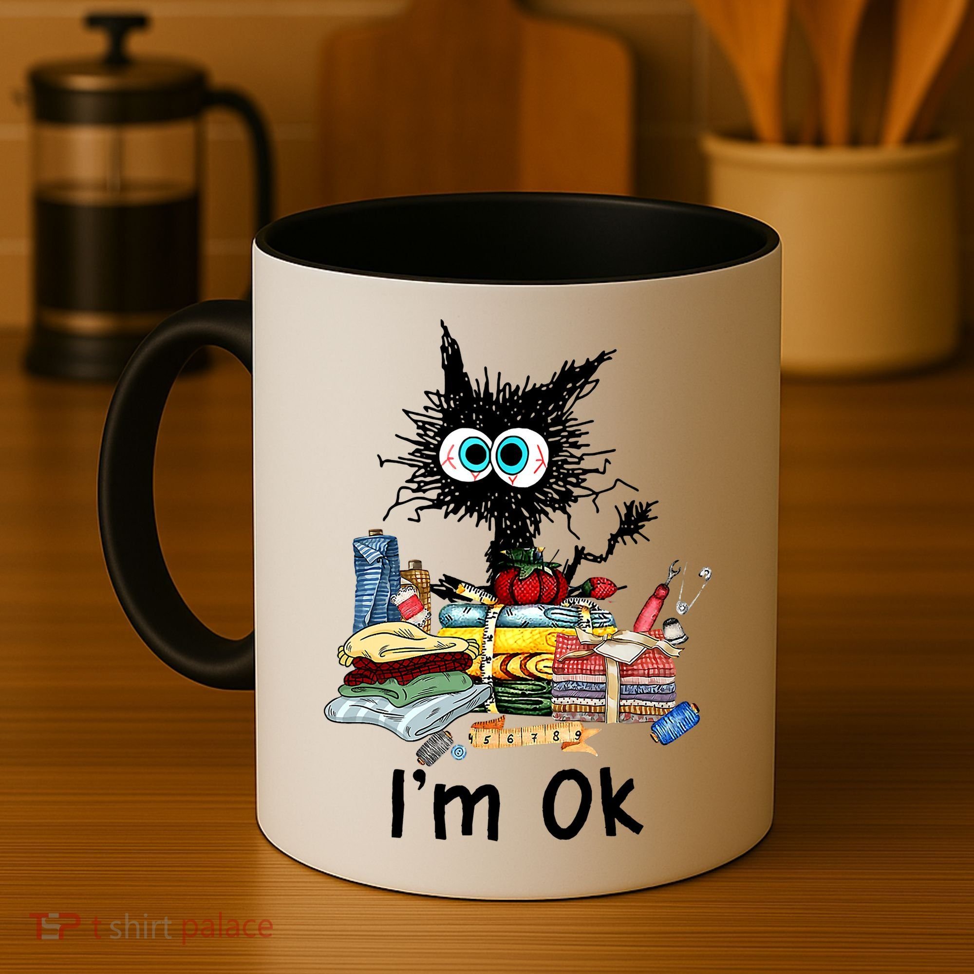 Cats I'm Ok Funny Quilting Love Cats Coffee Mug
