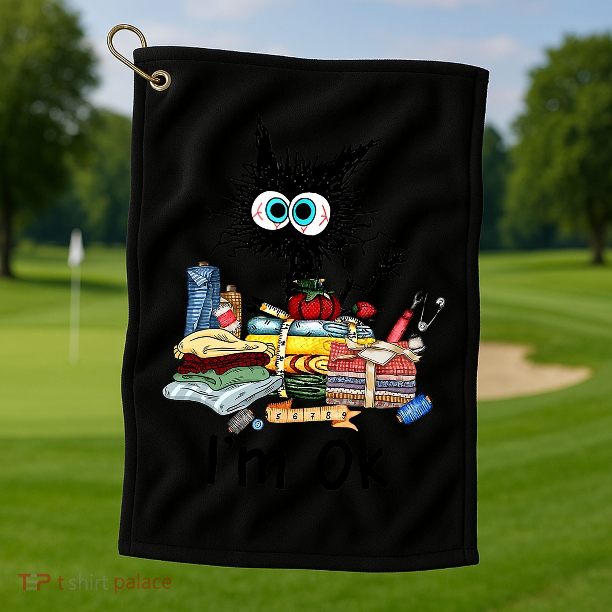 Cats I'm Ok Funny Quilting Love Cats Golf Towel