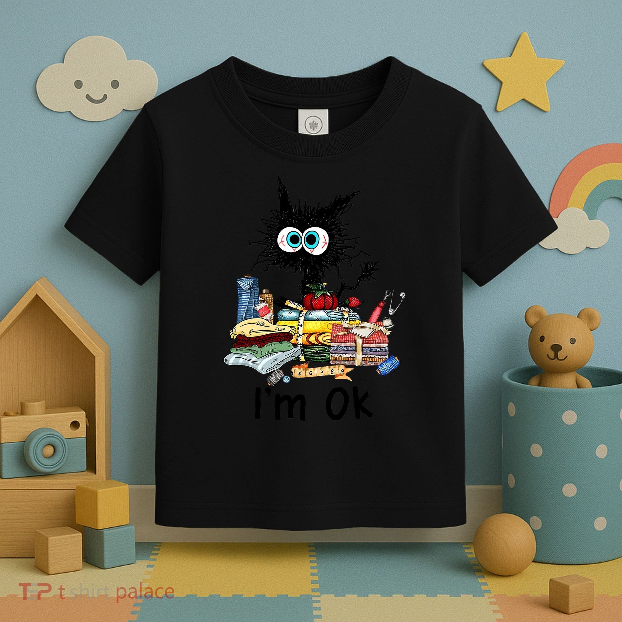 Cats I'm Ok Funny Quilting Love Cats Toddler T-Shirt
