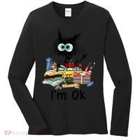 Cats I'm Ok Funny Quilting Love Cats Women's Long Sleeve Shirt thumb 0