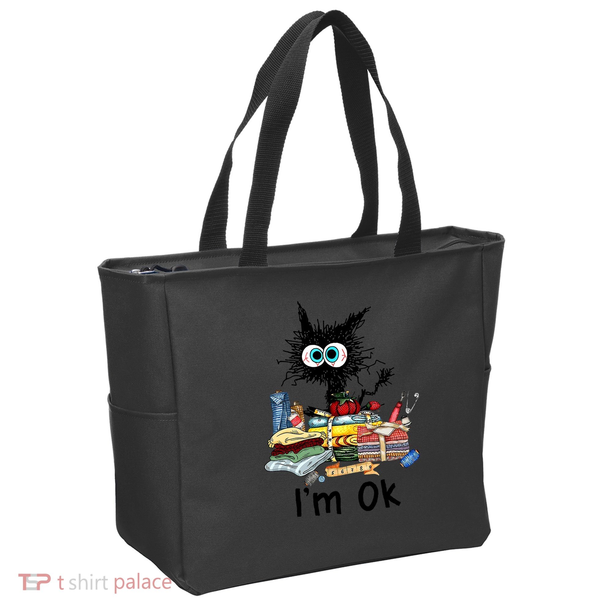 Cats I'm Ok Funny Quilting Love Cats Tote Bag