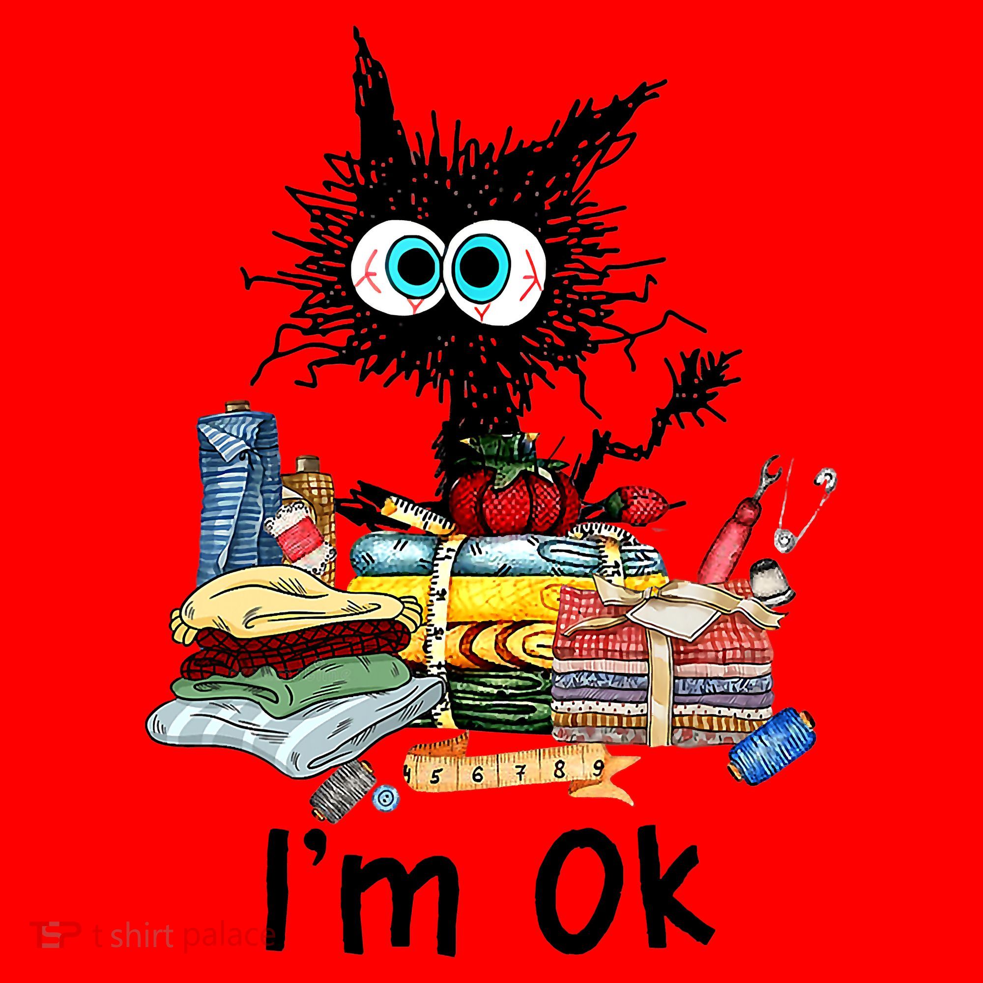 Cats I'm Ok Funny Quilting Love Cats Santa Hat