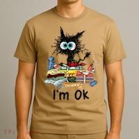 Cats I'm Ok Funny Quilting Love Cats T-Shirt thumb 3