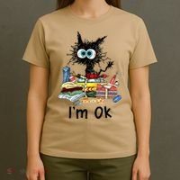 Cats I'm Ok Funny Quilting Love Cats T-Shirt thumb 4