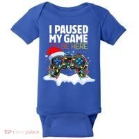 Christmas I Paused My Game To Be Here Funny Gamer  Baby Bodysuit thumb 0