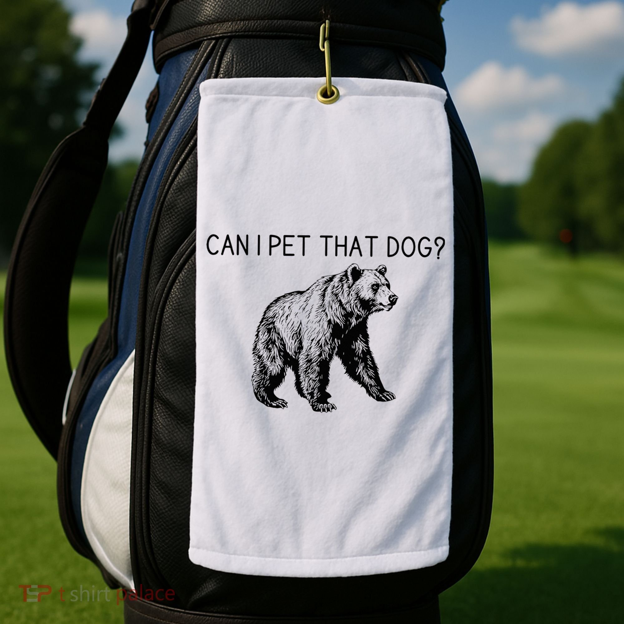 Can I Pet That Dog Funny Bear Golf Towel