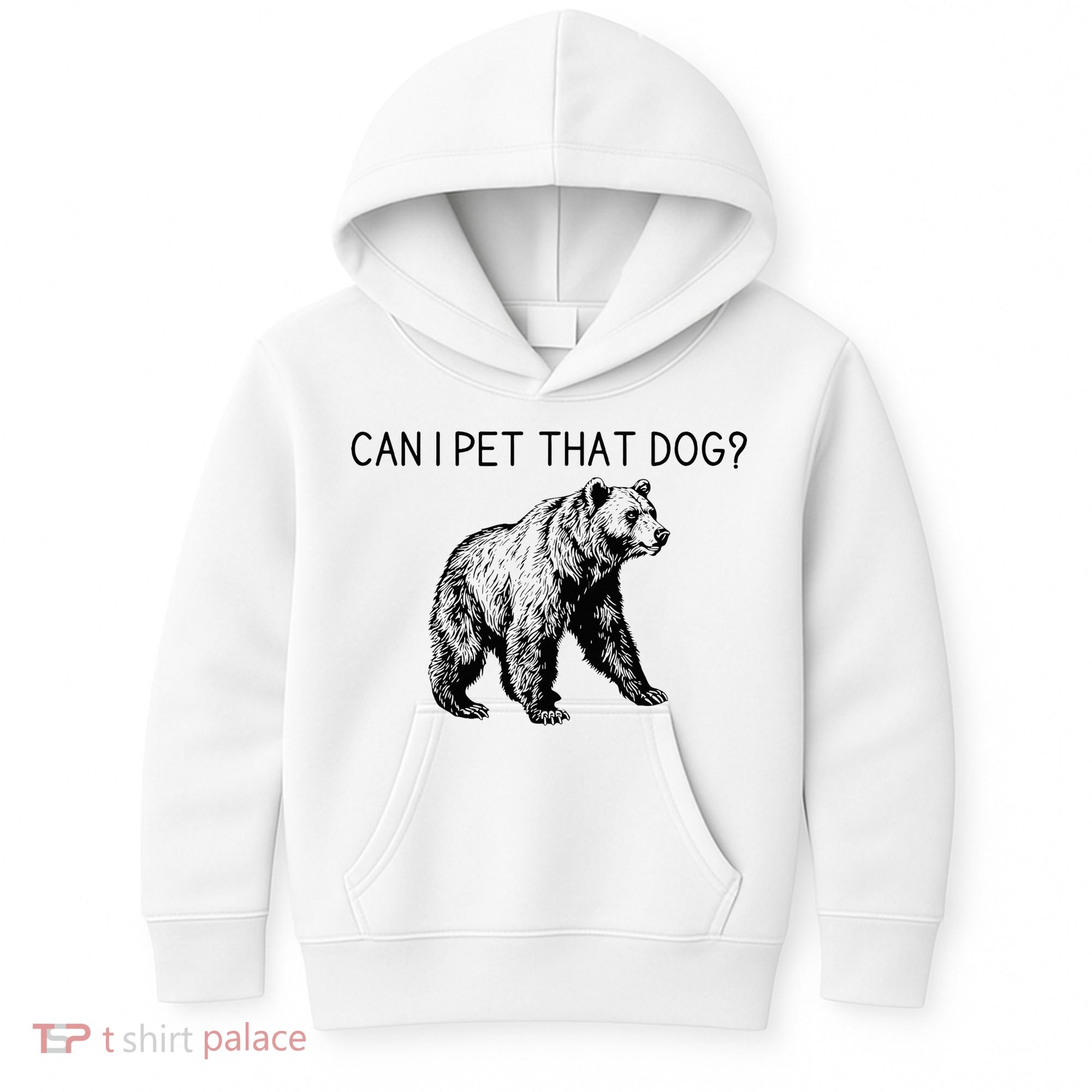 Can I Pet That Dog Funny Bear Kids Hoodie