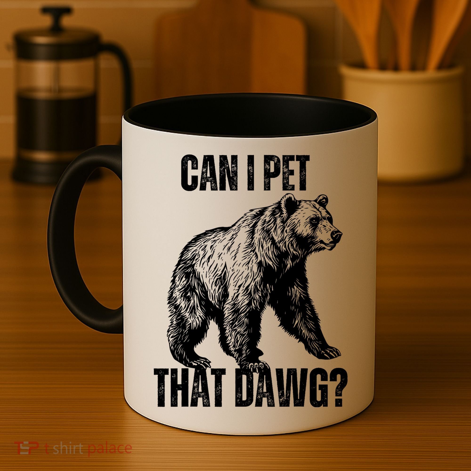 Can I Pet That Dog Bear Meme Funny Dog Coffee Mug