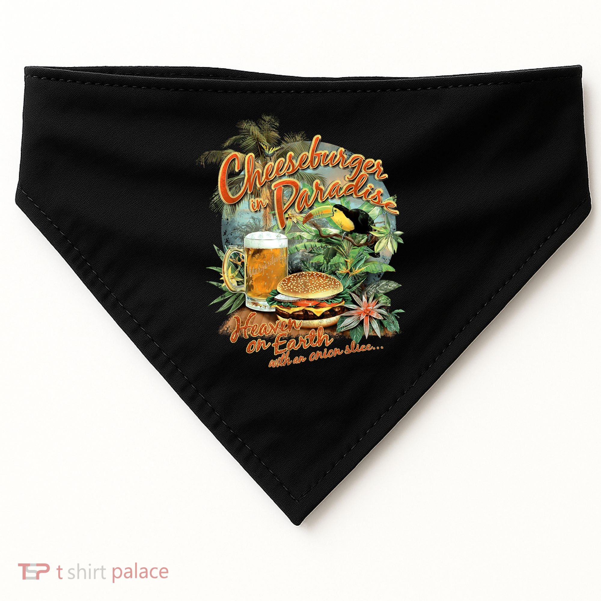 Cheeseburger In Paradise Heaven On Earth Funny Gift USA-Made Doggie Bandana