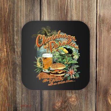 Cheeseburger In Paradise Heaven On Earth Funny Gift Coaster