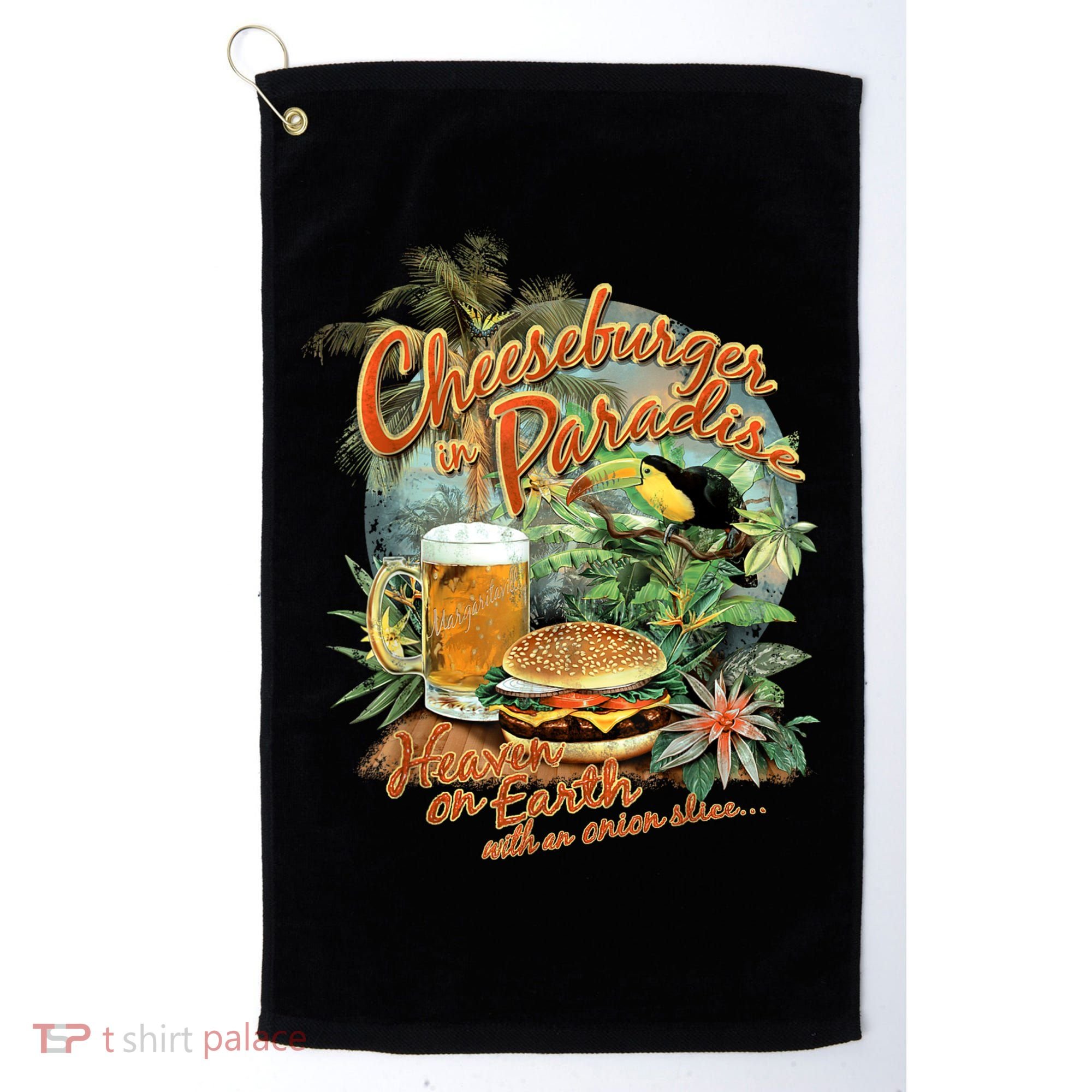 Cheeseburger In Paradise Heaven On Earth Funny Gift Golf Towel
