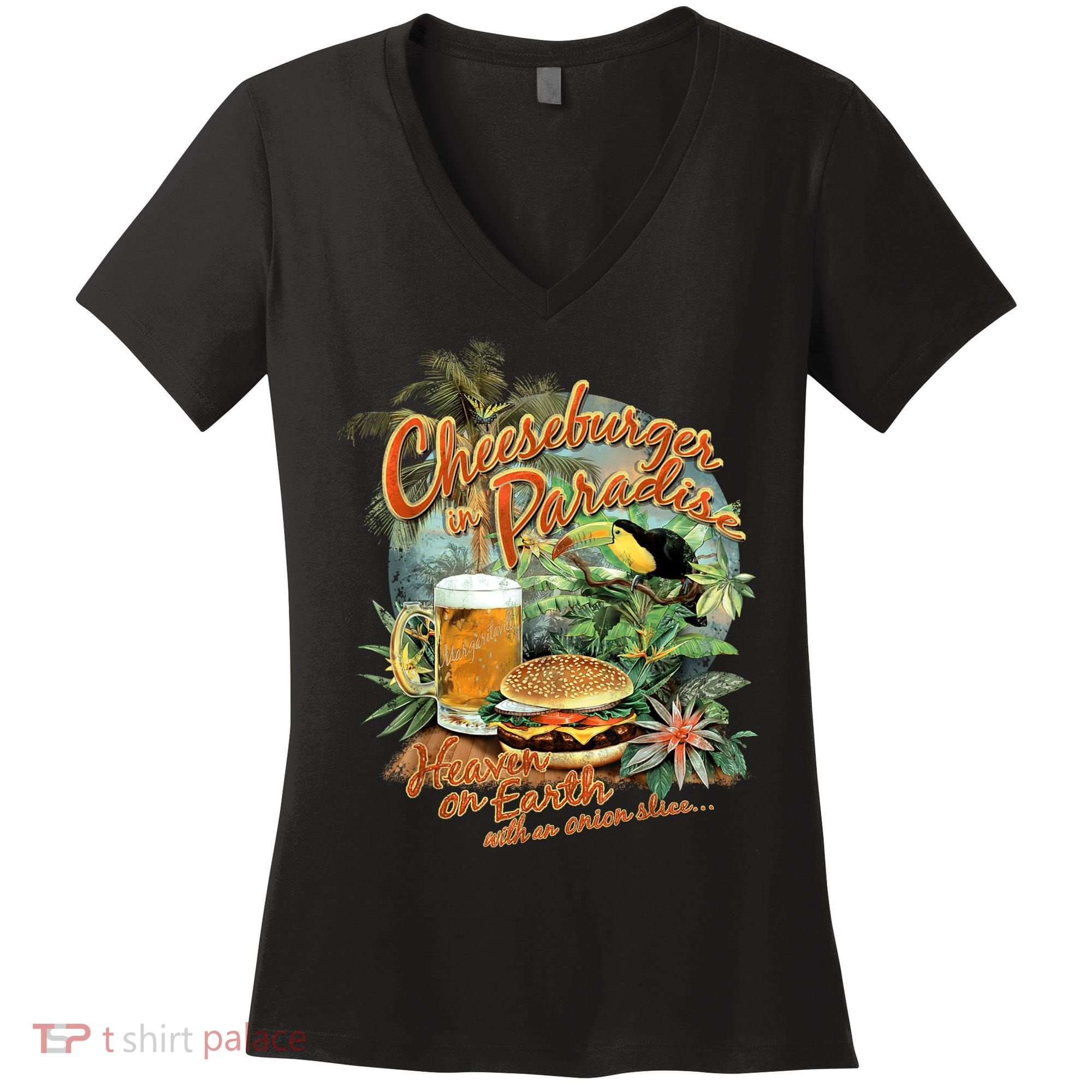 Cheeseburger In Paradise Heaven On Earth Funny Gift Women's V-Neck T-Shirt