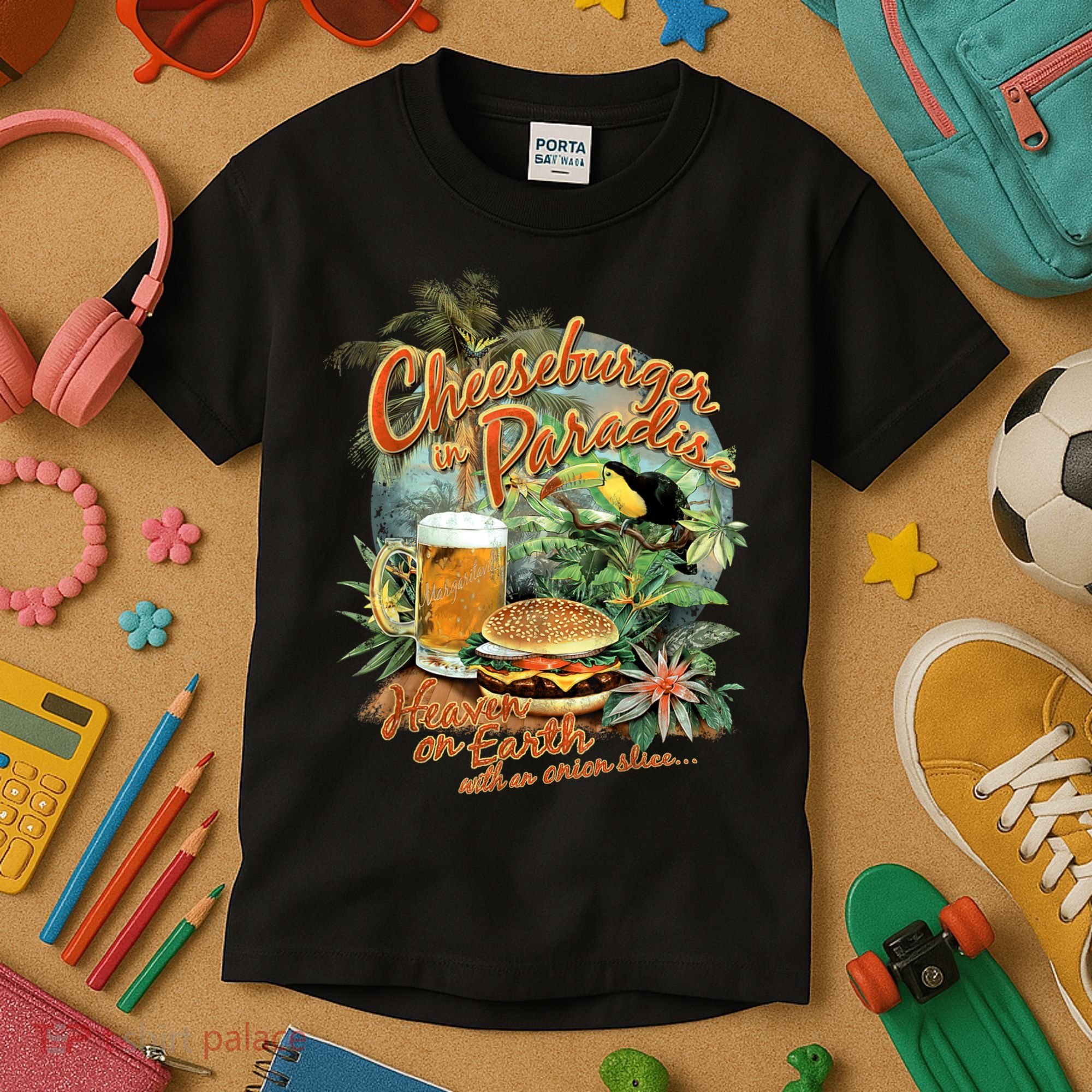 Cheeseburger In Paradise Heaven On Earth Funny Gift Kids T-Shirt