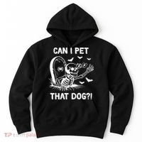 Can I Pet That Dog Halloween Skeleton Hoodie thumb 0