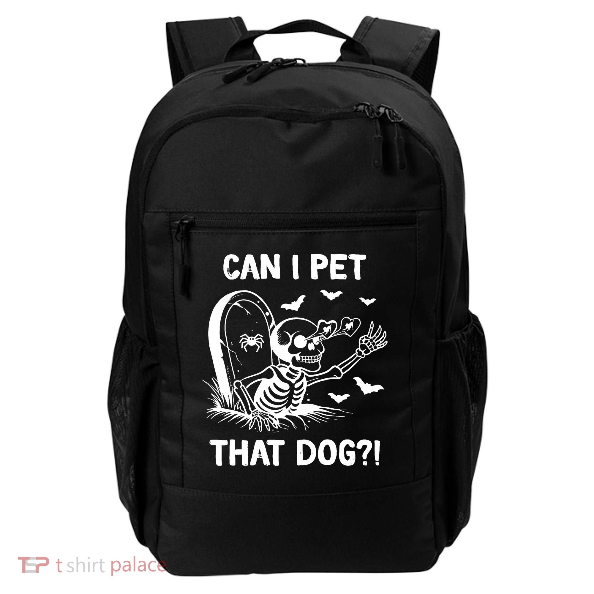 Can I Pet That Dog Halloween Skeleton Backpack