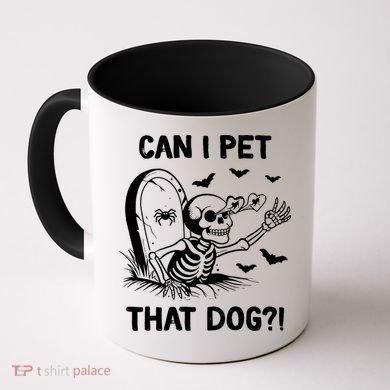 Can I Pet That Dog Halloween Skeleton Coffee Mug