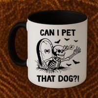 Can I Pet That Dog Halloween Skeleton Coffee Mug thumb 2