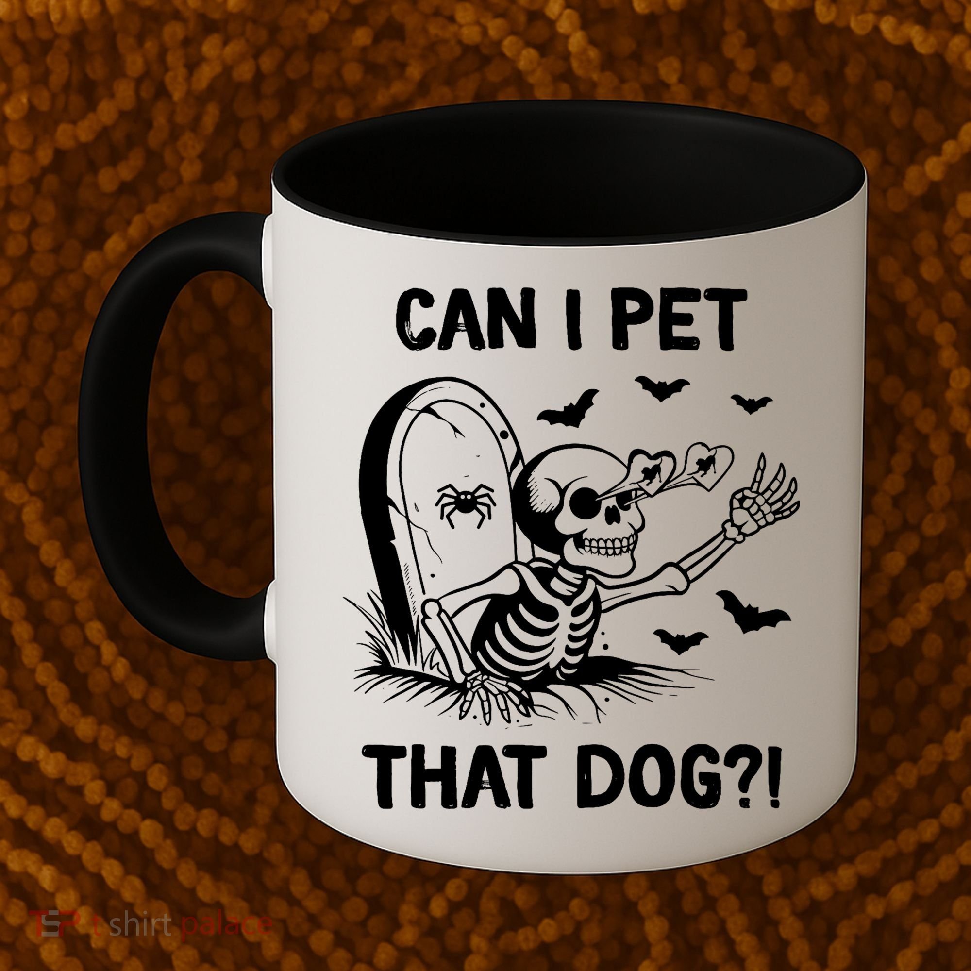 Can I Pet That Dog Halloween Skeleton Coffee Mug