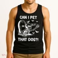 Can I Pet That Dog Halloween Skeleton Tank Top thumb 3