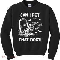 Can I Pet That Dog Halloween Skeleton Kids Sweatshirt thumb 0
