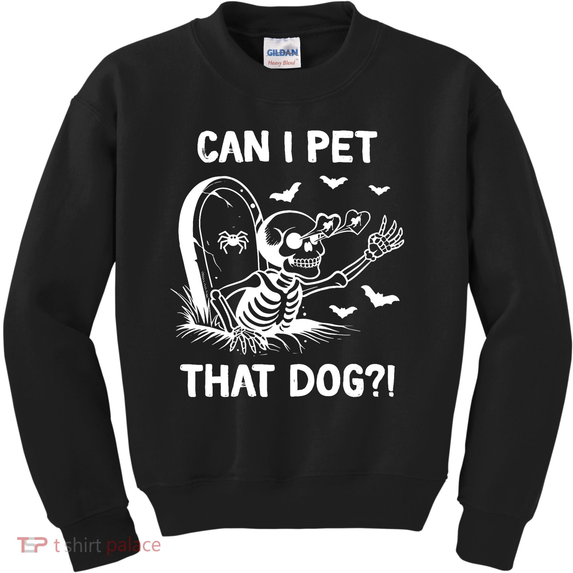 Can I Pet That Dog Halloween Skeleton Kids Sweatshirt