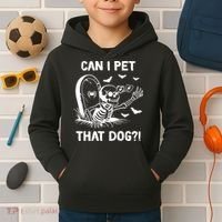 Can I Pet That Dog Halloween Skeleton Kids Hoodie thumb 2