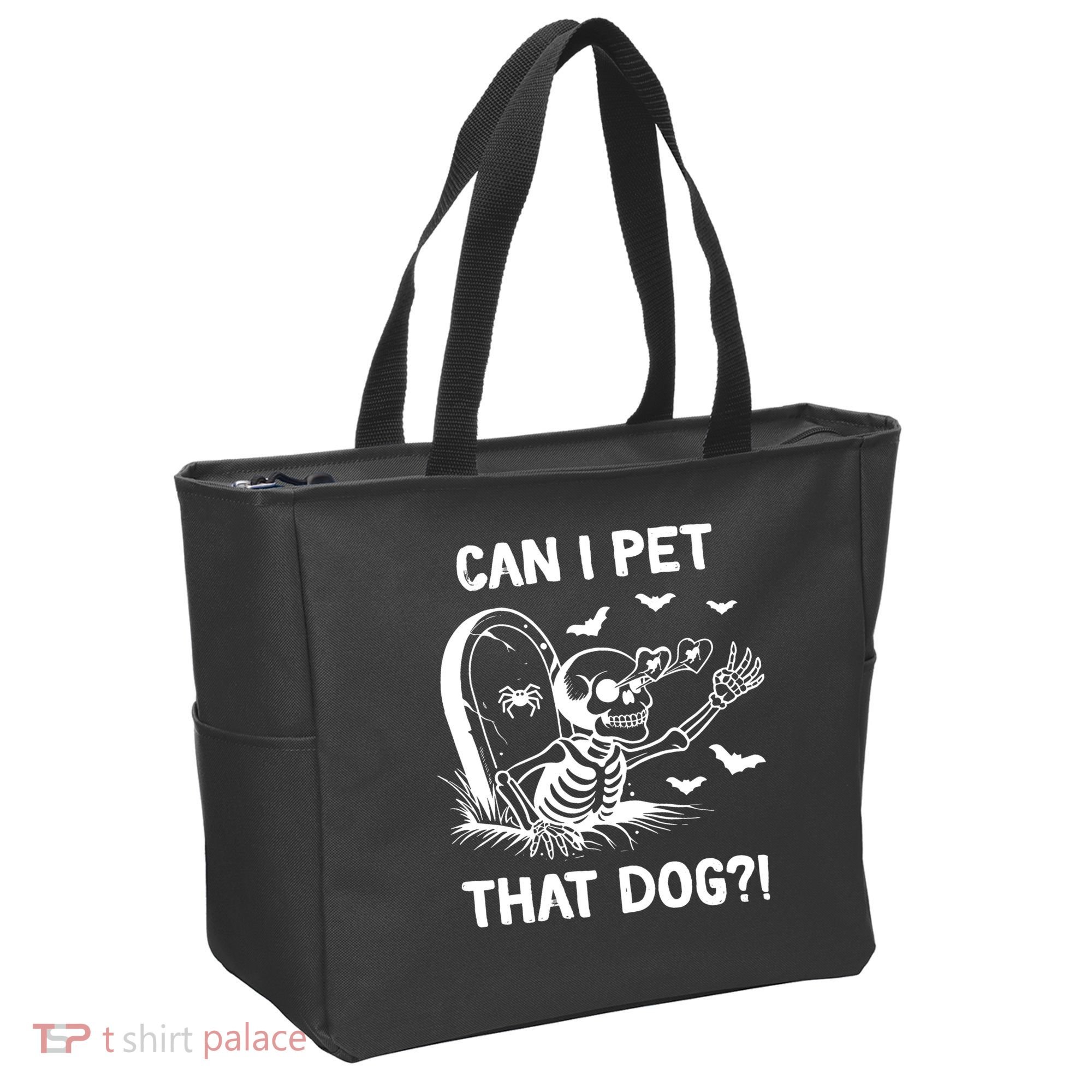 Can I Pet That Dog Halloween Skeleton Tote Bag