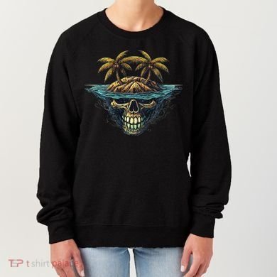 Cool Island Palm Trees Skull Beach Pirate Nautical Women's Sweatshirt