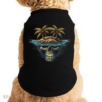 Cool Island Palm Trees Skull Beach Pirate Nautical Doggie Tank thumb 0